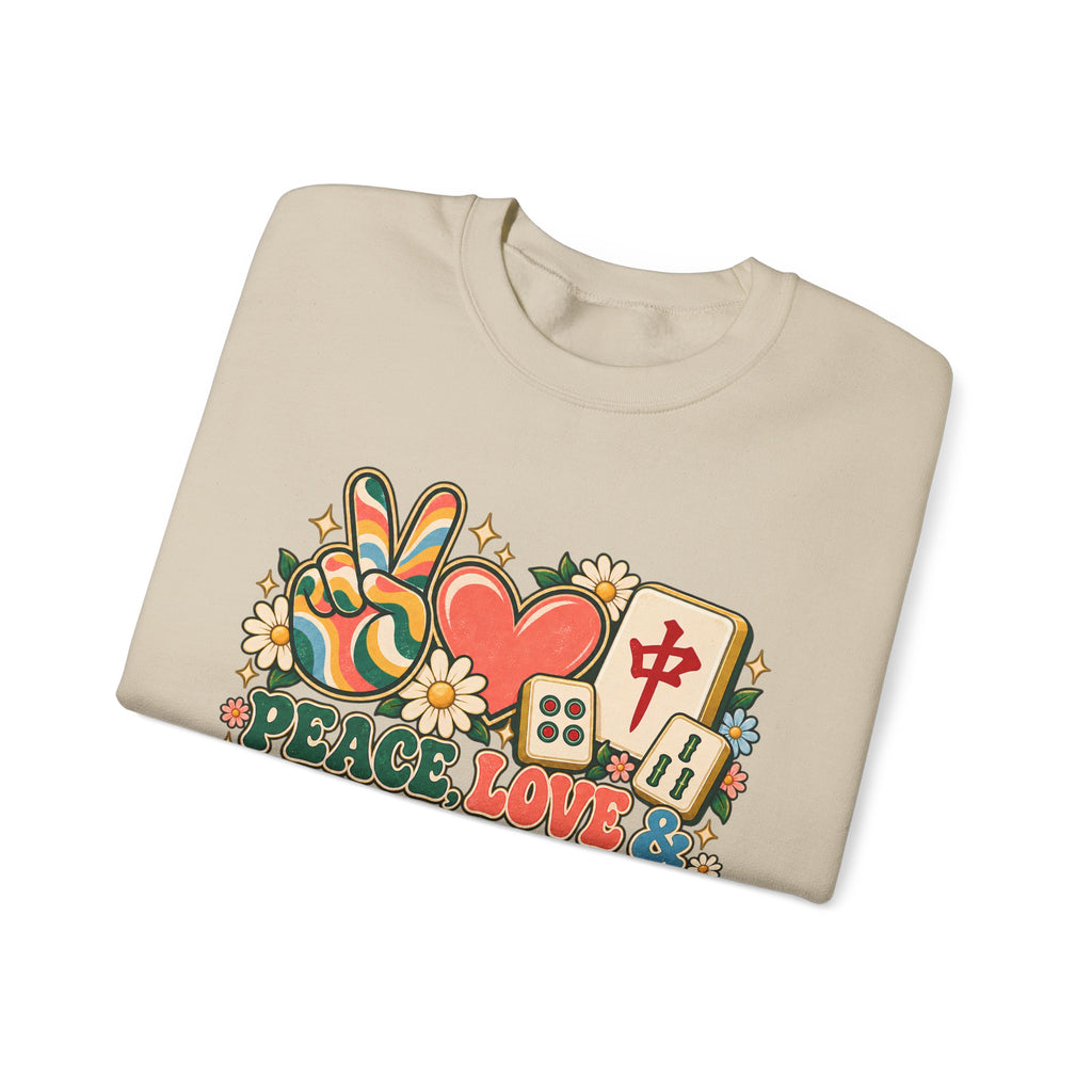 Peace Love Mahjong Colorful Retro Crewneck Sweatshirt