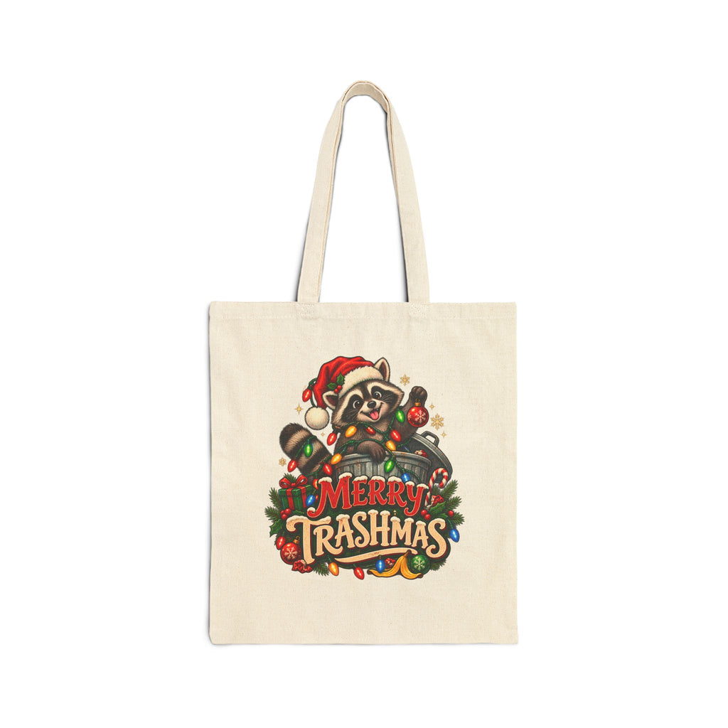 Merry Trashmas Tote Bag — Funny Raccoon Christmas Canvas Tote