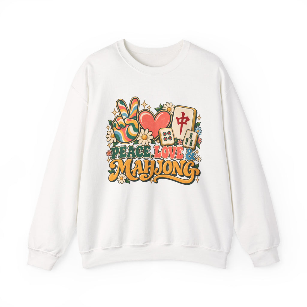 Peace Love Mahjong Colorful Retro Crewneck Sweatshirt