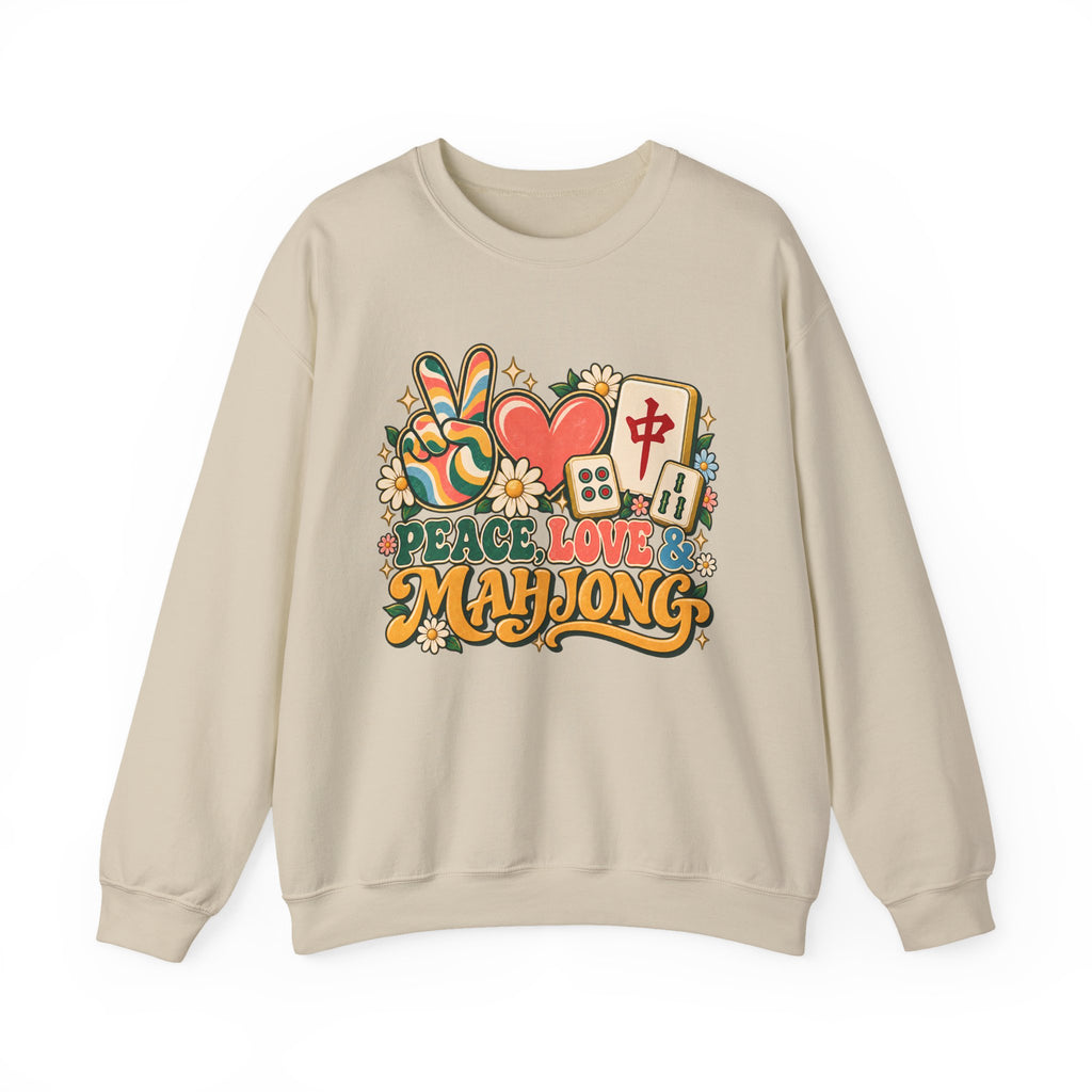 Peace Love Mahjong Colorful Retro Crewneck Sweatshirt