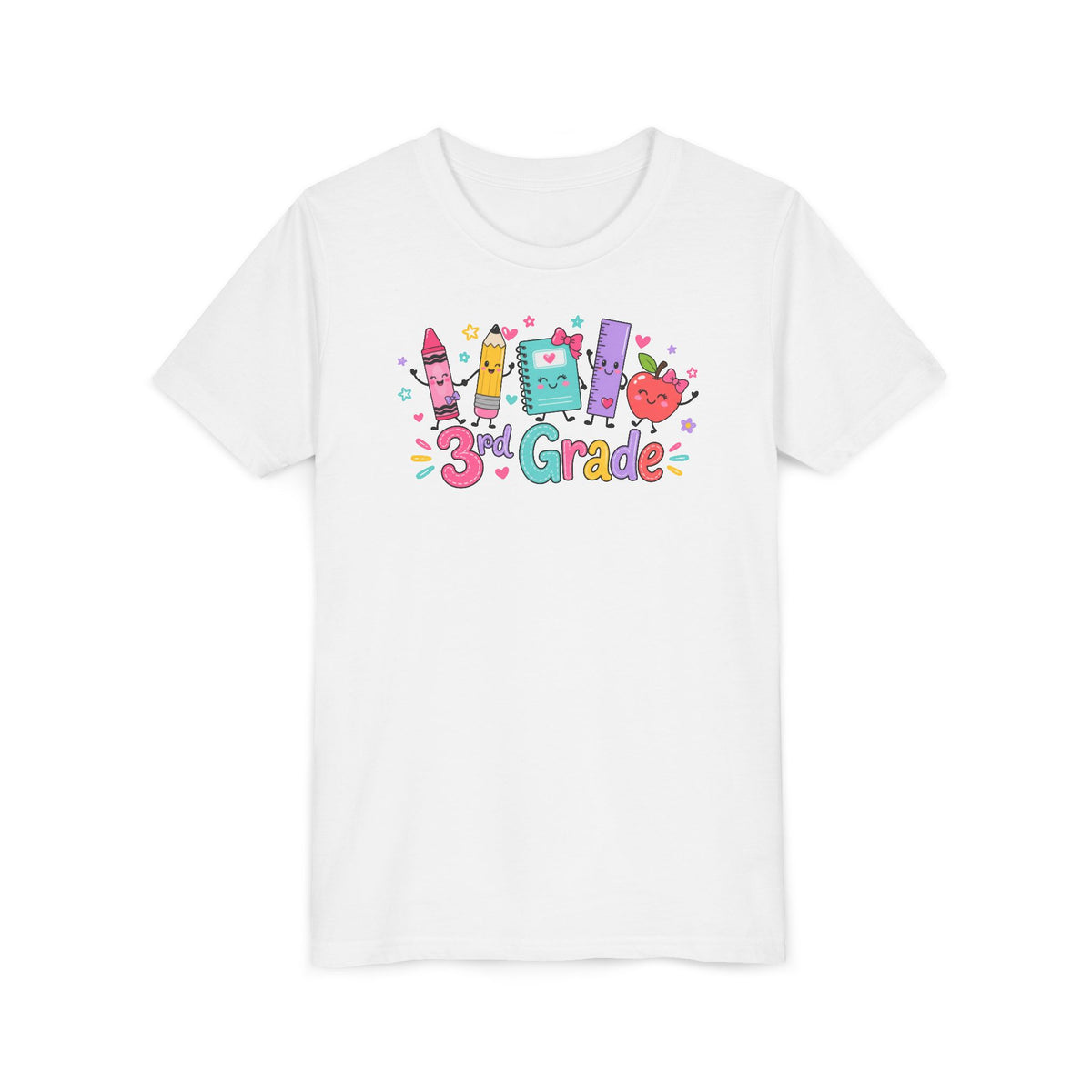 3rd Grade Kids T-Shirt — Cute School Supplies Back-to-School Tee for Girls
