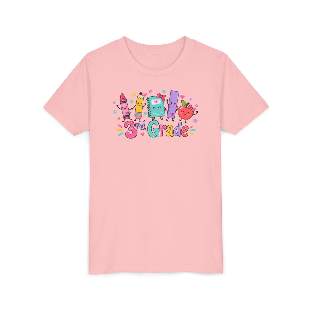 3rd Grade Kids T-Shirt — Cute School Supplies Back-to-School Tee for Girls