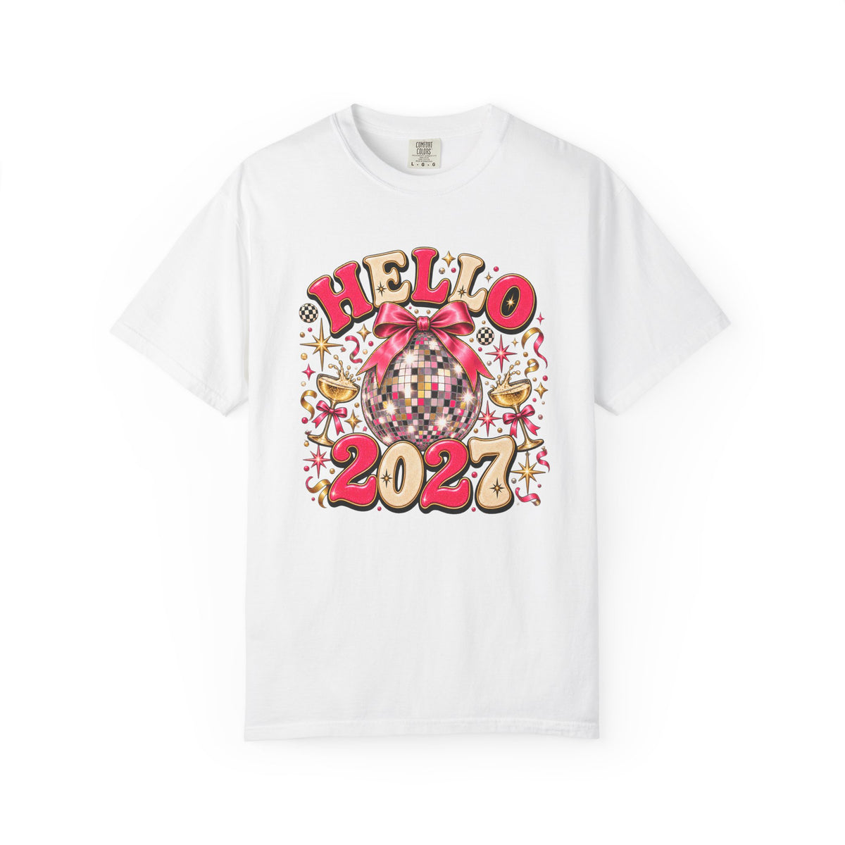 Hello 2027 Disco Ball T-Shirt — New Year Celebration Graphic Tee