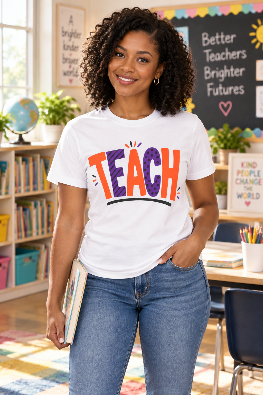 Teach Graphic T-Shirt — Colorful Teacher Fall Shirt for Educators, Back-to-School Gift