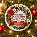 First Christmas as Mr. & Mrs. Personalized Ceramic Ornament — Family Keepsake