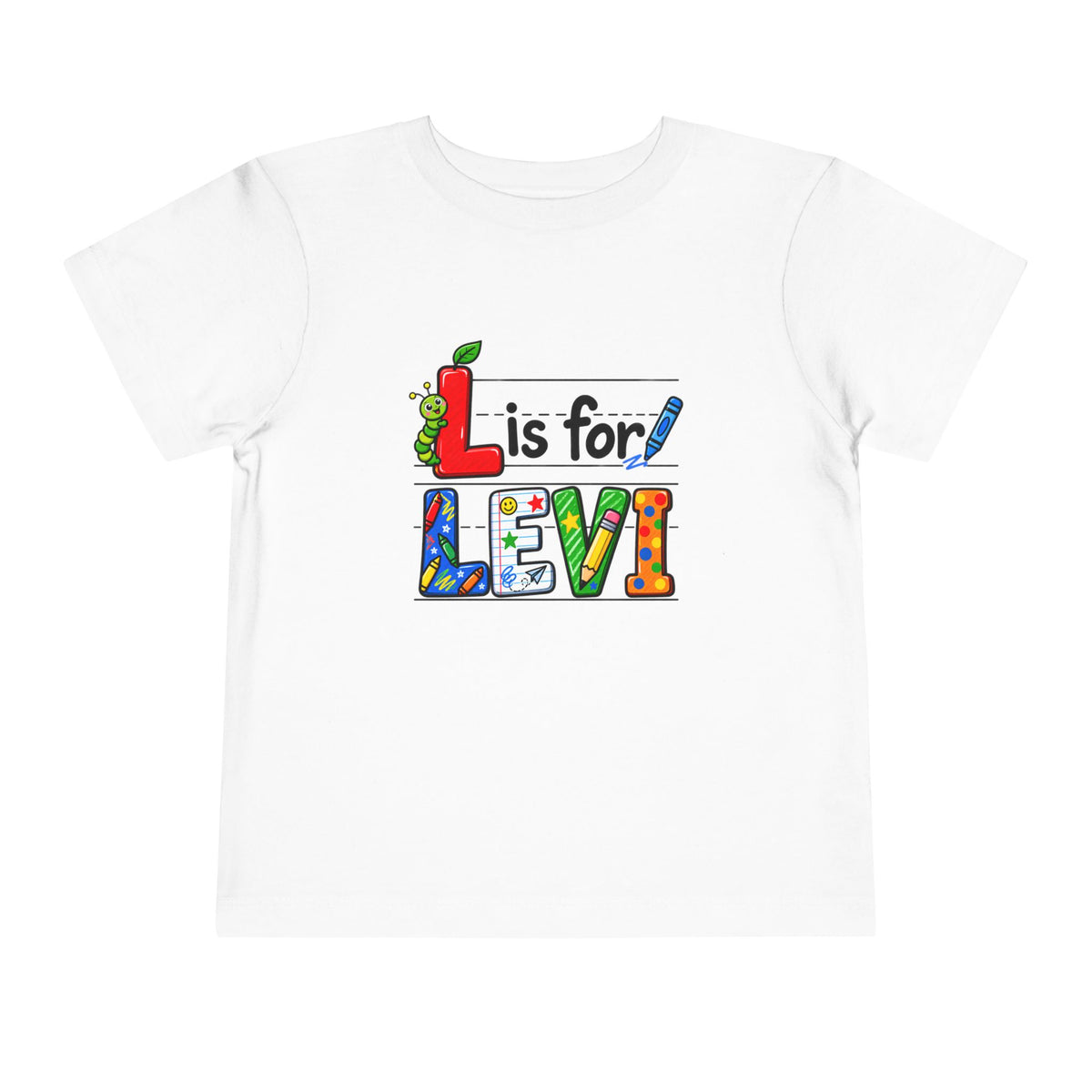 Toddler Tee — "L is for Levi" Colorful Alphabet Shirt for Kids