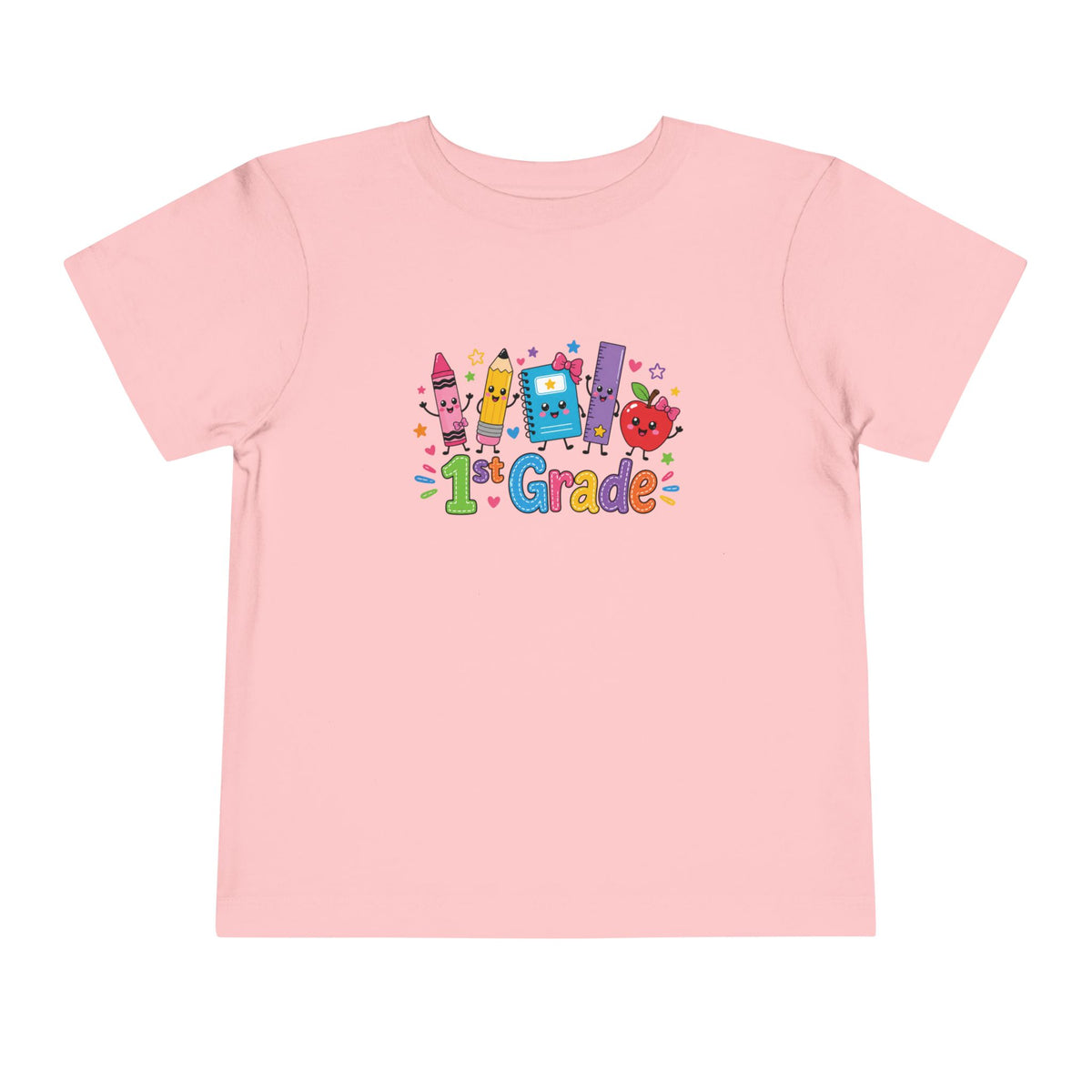 1st Grade Toddler Tee – Cute School Crayons & Friends Back-to-School Shirt for Girls