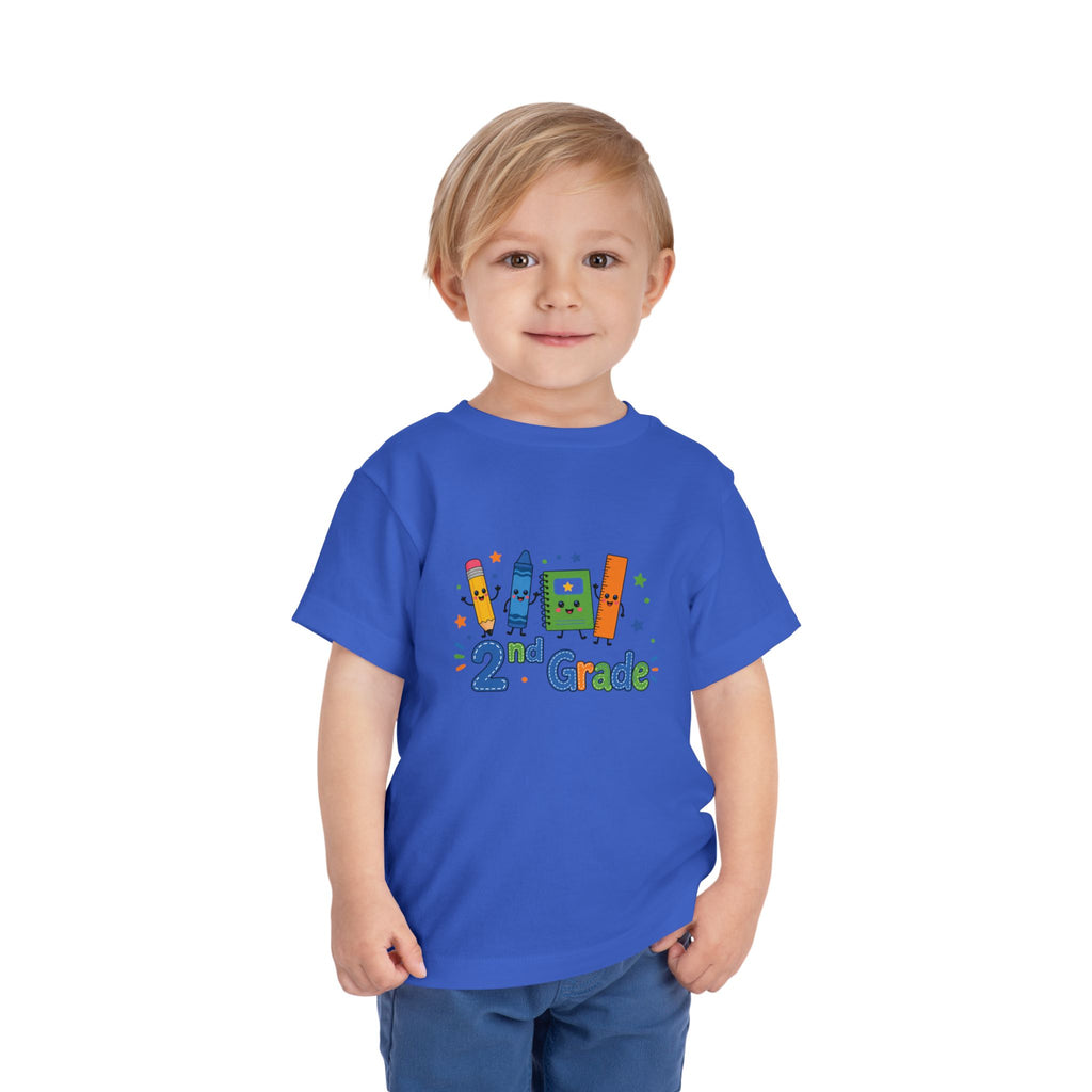 2nd Grade Toddler Tee - Cute School Crayon & Notebook Back-to-School Shirt for Boys