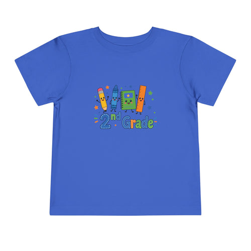 2nd Grade Toddler Tee - Cute School Crayon & Notebook Back-to-School Shirt for Boys