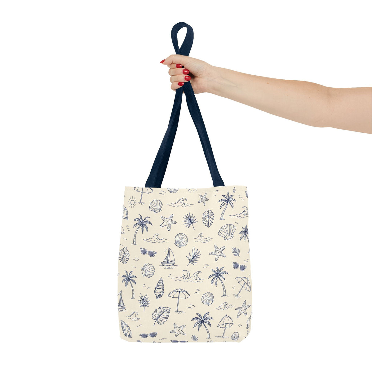 Beach pattern tote bag Printify mockup