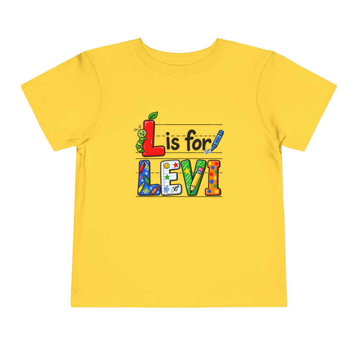 Toddler Tee — "L is for Levi" Colorful Alphabet Shirt for Kids