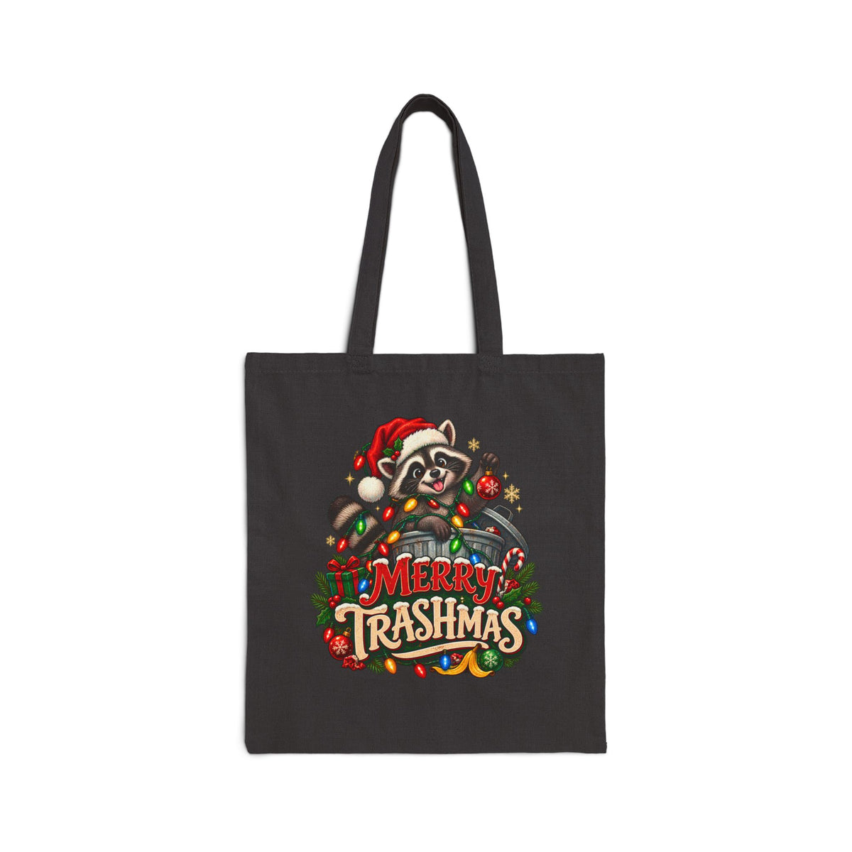 Merry Trashmas Tote Bag — Funny Raccoon Christmas Canvas Tote