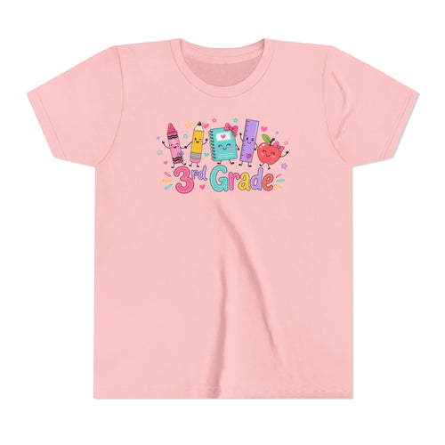 3rd Grade Kids T-Shirt — Cute School Supplies Back-to-School Tee for Girls
