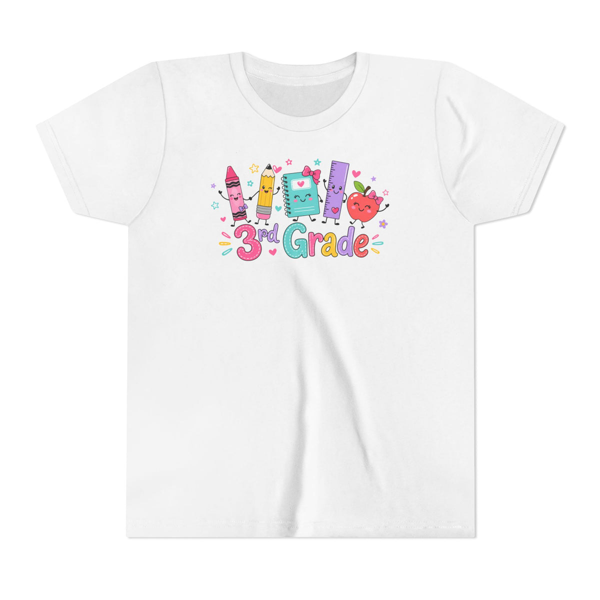 3rd Grade Kids T-Shirt — Cute School Supplies Back-to-School Tee for Girls