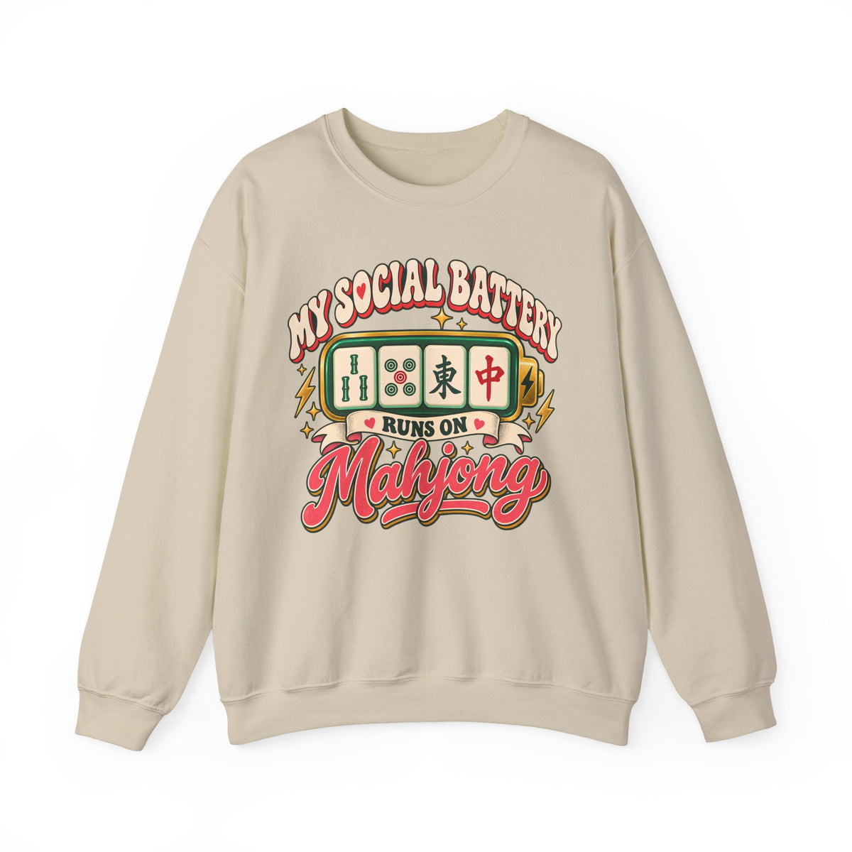 My Social Battery Runs on Mahjong Crewneck Sweatshirt