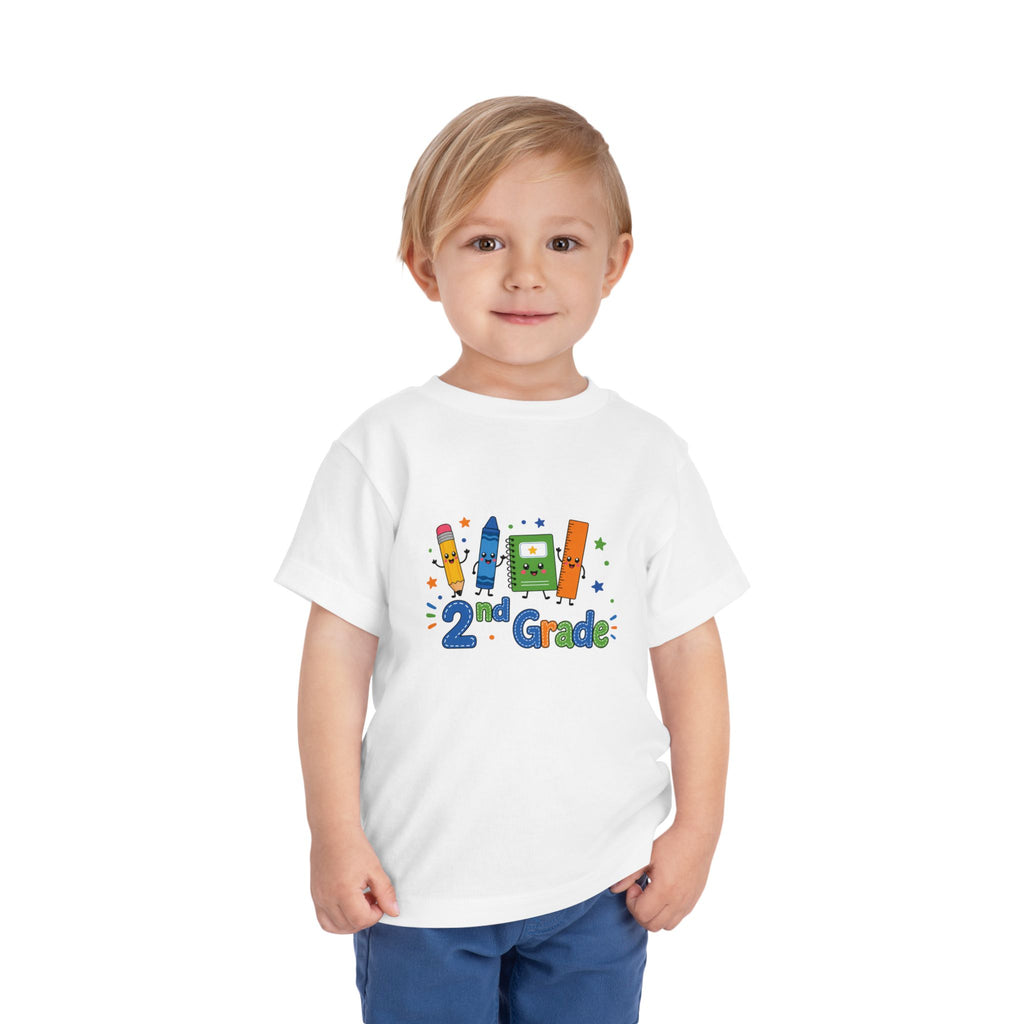 2nd Grade Toddler Tee - Cute School Crayon & Notebook Back-to-School Shirt for Boys