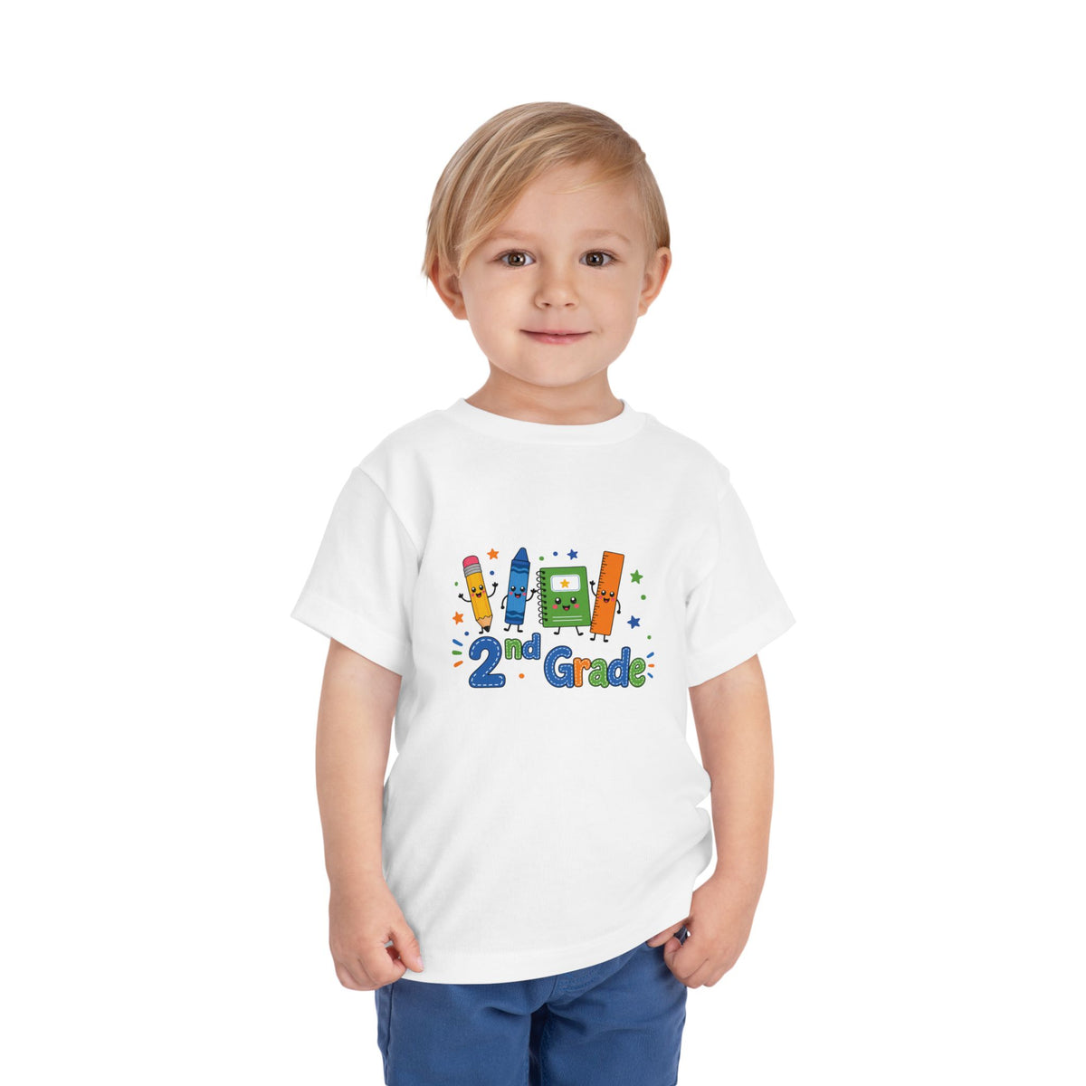 2nd Grade Toddler Tee - Cute School Crayon & Notebook Back-to-School Shirt for Boys