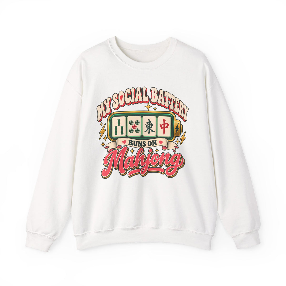 My Social Battery Runs on Mahjong Crewneck Sweatshirt
