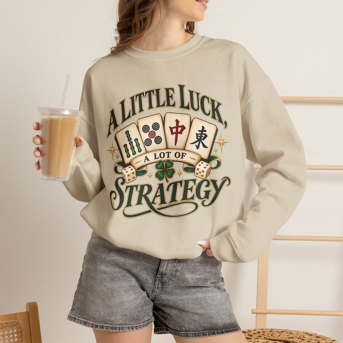 A Little Luck Strategy Mahjong Sweatshirt