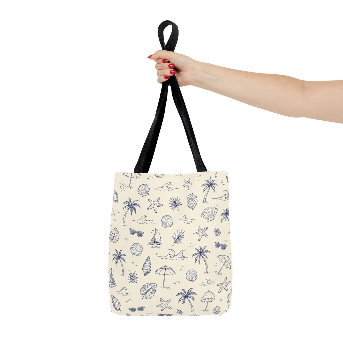Beach pattern tote bag Printify mockup