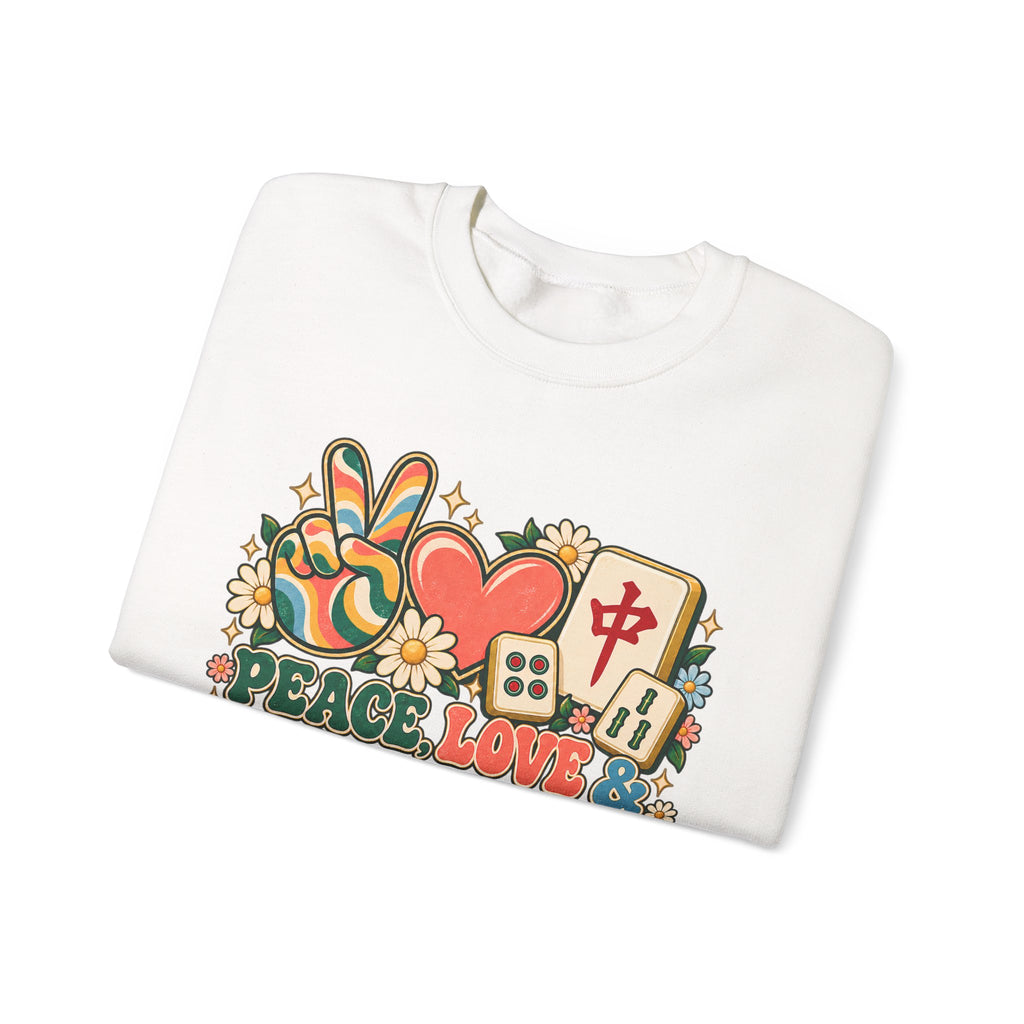Peace Love Mahjong Colorful Retro Crewneck Sweatshirt