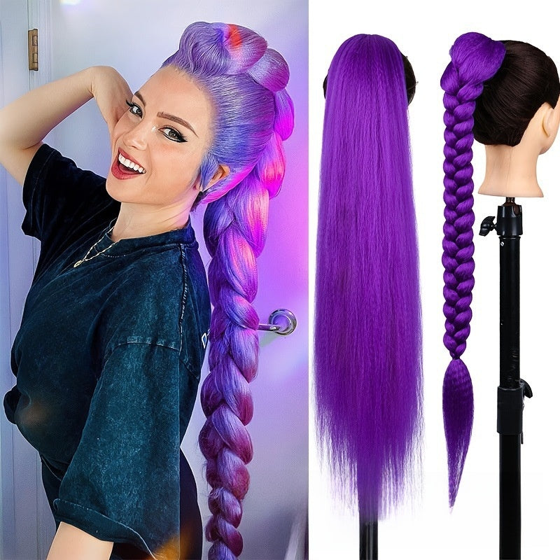 Purple K-Pop Braided Ponytail Hair Extension with Clip