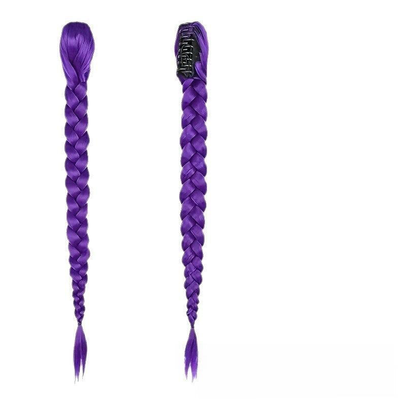 Purple K-Pop Braided Ponytail Hair Extension with Clip