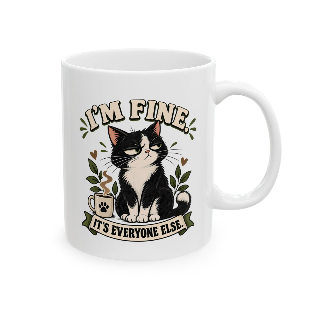 I'm Fine sarcastic cat mug Printify product view